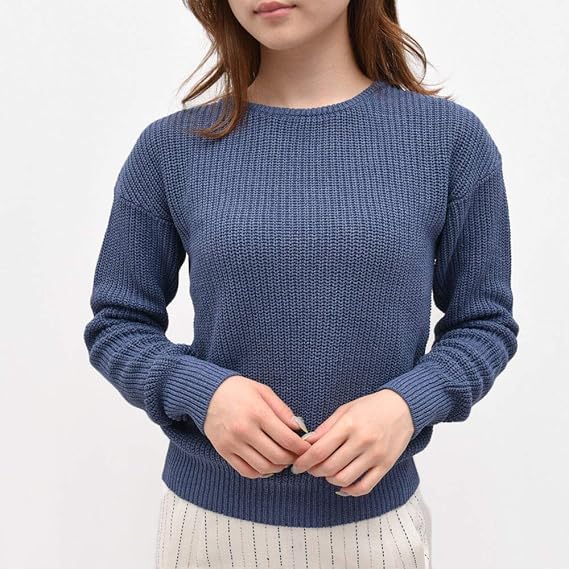 Amazon Rencontrant レンコントラント Ob 11s 畦編み ボートネックニット レディース M ブルー セーター 通販