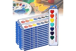 Valentine’s Day Mini Watercolor Paint Sets with Paintbrush Washable, Valentine Watercolor, Creative Gift Exchange Craft for C