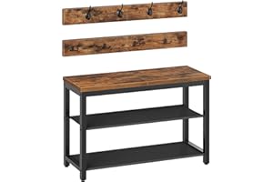HOOBRO Coat Rack Shoe Bench, Shoe Rack with Coat Rack, Entryway Bench with Coat Racks, Coat Racks with Shoe Storage, with 2 O