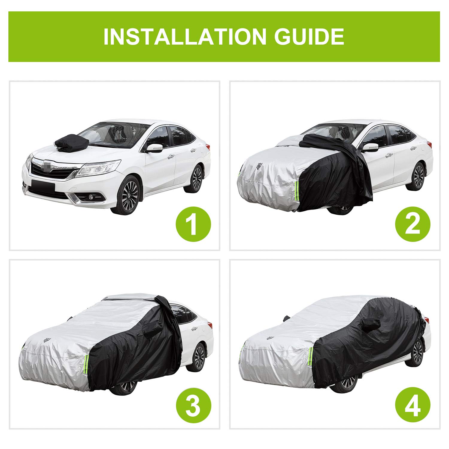 Seven Sparta Car Cover Universal Sedans SUV Hatchback Auto Vehicle Cover Waterproof Dustproof Scratchproof UV Protection L (177\