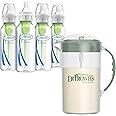 Dr. Brown's Baby Formula Mixing Pitcher 32oz, Olive with Anti-Colic Options+ Narrow Baby Bottles, 4 Pack, 8 oz