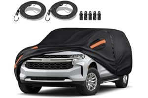 QUYDDC Special 16 Layers Full Exterior Car Covers Fit for 2007-2024 Chev-vy Suburban/GM-C Yukon XL/Cadi-llac Escalade ESV, Ultra Heavy 600D Oxford Cloth All-Weather Summer Sun and Winter Snow, Black