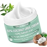 Grocerism Urea Cream 50 Percent for Feet with Coconut 5.29 oz || Foot & Hand Cream Maximum Strength with 2% Salicylic Acid, Tea Tree and Aloe Vera for Deep Moisturizing and Callus Removing