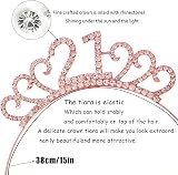 MIOSJI 21st Birthday Sash Tiara Crown Rose Gold Rhinestone Crystal Party Gift view 2