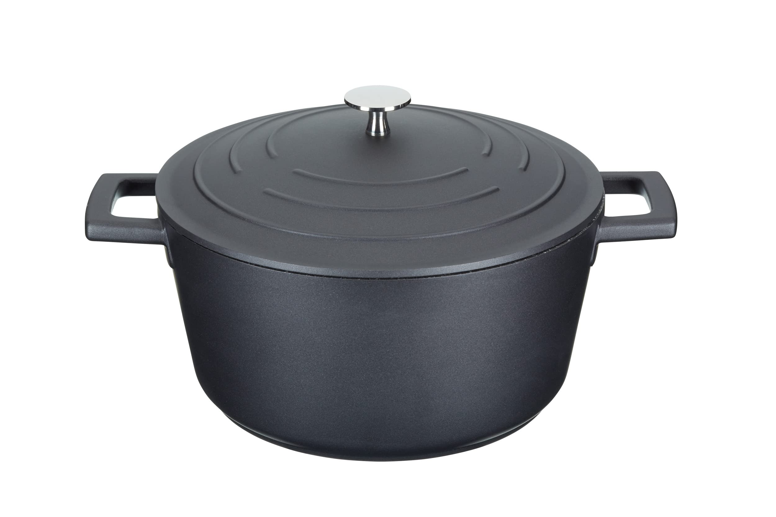 MasterClass Casserole Dish With Lid, Medium 4L/24 cm, Lightweight Cast Aluminium, Induction Hob And Oven Safe, Black