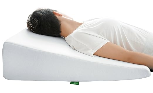 Bed Wedge Pillow with Memory Foam Top by Cushy Form - Best for Sleeping, Acid Reflux, Post Surgery, Reading, Leg Elevation, Snoring & Sleep Breathing Disorders - Washable Cover (10 Inch Wedge, White)