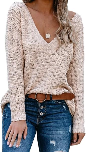 V neck waffle knit top Clearance