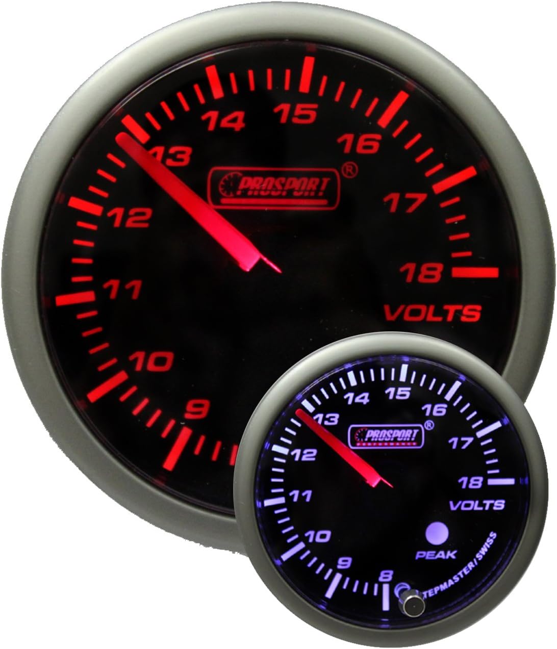 Volt Gauge- Electrical Amber/white Premium Series 52mm (2 1/16") Peak Recall and Warning