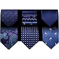 HISDERN Mens Ties Set 5PCS Collection Tie with Pocket Sqaure Formal Business Necktie Present Box Neckties Set for Men