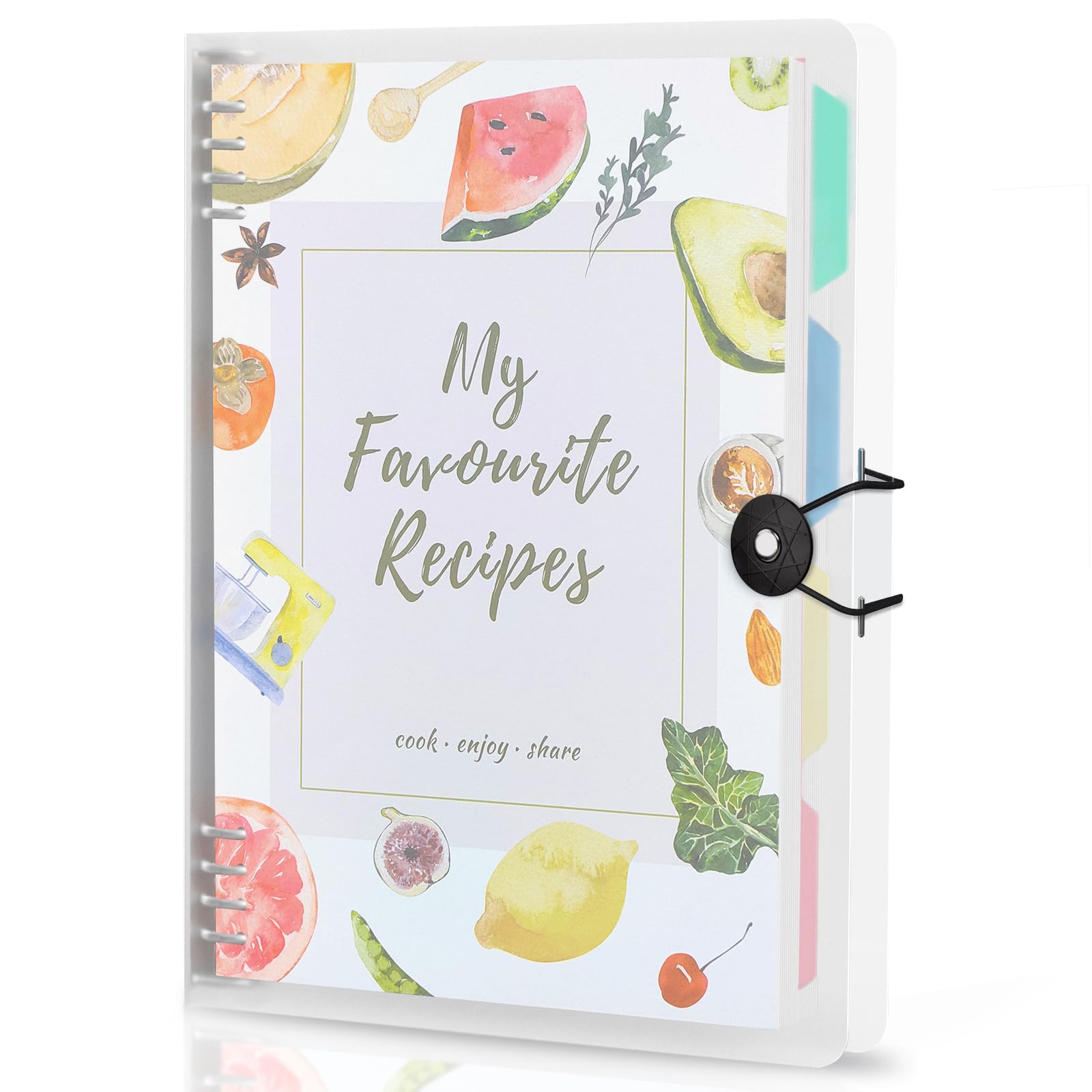 WEMATE Recipe Book to Write in Your Own Recipes, Blank Recipe Book 8.5x11 Inches, 8 Ring Recipe Binder with Plastic Frosted Cover, 8 Dividers and 272 Recipe Pages, Personal Family Cookbook as Gift