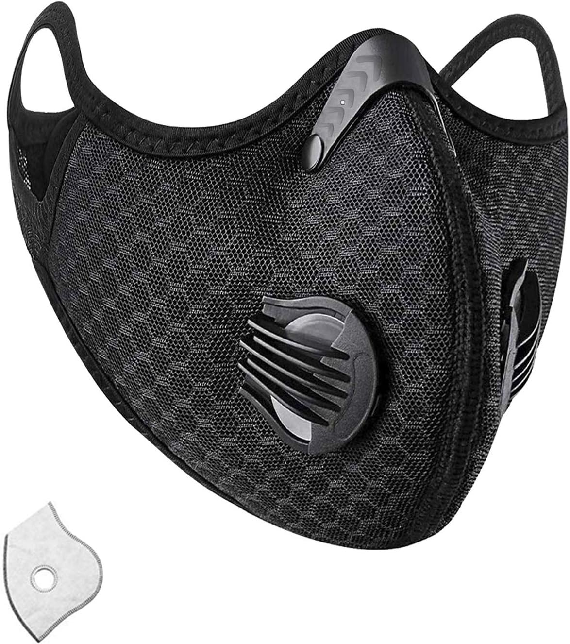 LOBKIN Mesh Dust/Pollution_Mask for Air Filtration, Sport_ Mask with Exhalation Valves Filters, Activated Carbon PM2.5 Filters Air Purifier