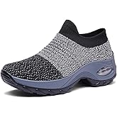 FLWVOG Non Slip Work Shoes Women, Slip On Sneakers Women,Work Shoes Walking Gym Nurse Mesh Casual Fashion Sneakers Comfort Breathable Lightweight
