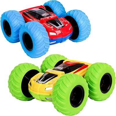 m zimoon Pull Back Car Inertia Monster Truck Toy Dual Color ABS Wheels