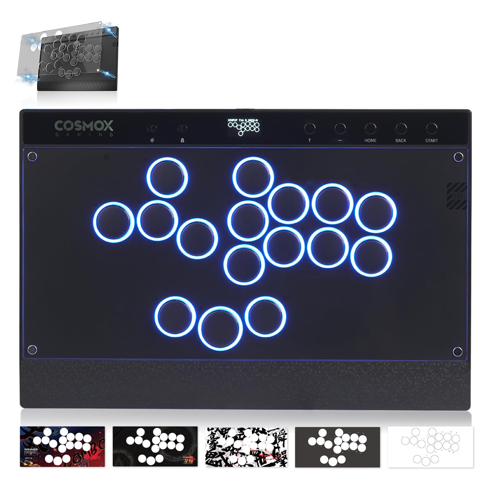 Haute42 Leverless Controller Arcade Stick: Magnetic Leverless Arcade Stick with RGB Rims,Premium Black Haute42 C16 Arcade Controller for PC/PS3/PS4/Switch Game with Lock Button Support Hot Swap & SOCD