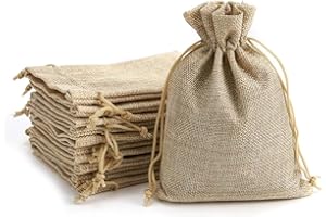 20Pcs Burlap Jute Bags with Drawstring 10 x 14cm Jute Bag Reusable Hessian Sacks Bag Small Gift Bags for Present Wedding Part