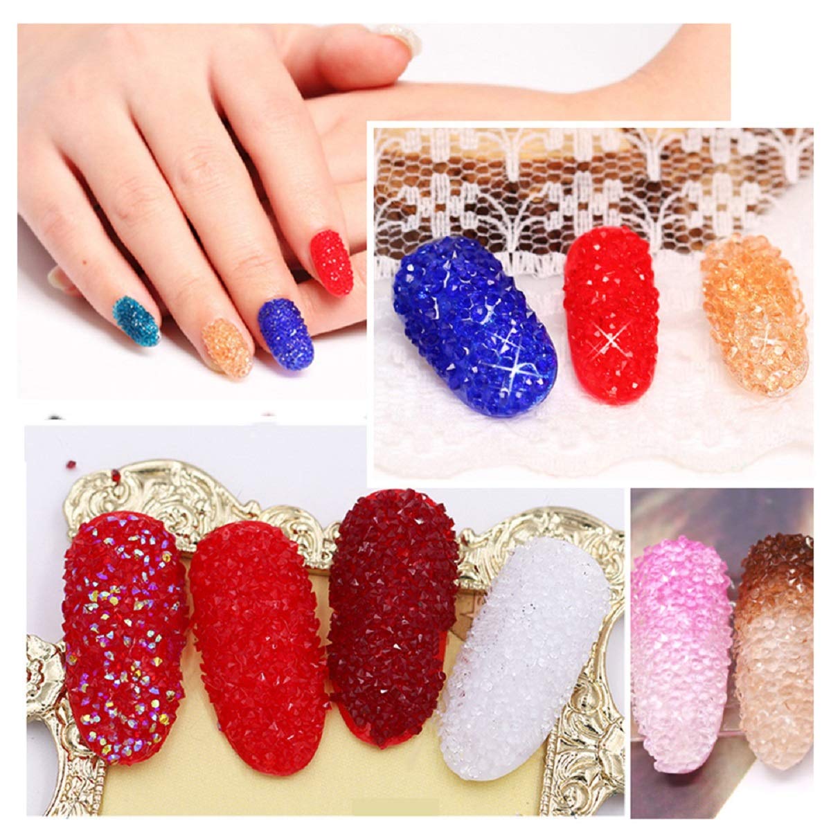 Nail Art Rhinestones Set, Saviland Glitter Micro Diamond Gems+ Wax Pencil+ Nail Glue, Nail Art Decoration Manicure Sets