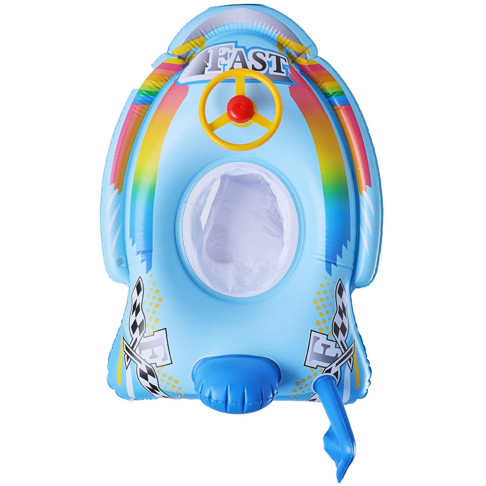 Baby Swimming Float Cute Swimming Float Baby Inflatable Floater with Steering Wheel and Horn Children Motorboat Swim Ring with Seat Pool Float Summer Outdoor Water Float Toys for Girls Boys 1-5 Years