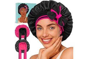 Reversible Silk Bonnet for Sleeping Women - Double Layer & Color Satin Bonnet, Adjustable Hair Cap for Curly & Textured Hair 