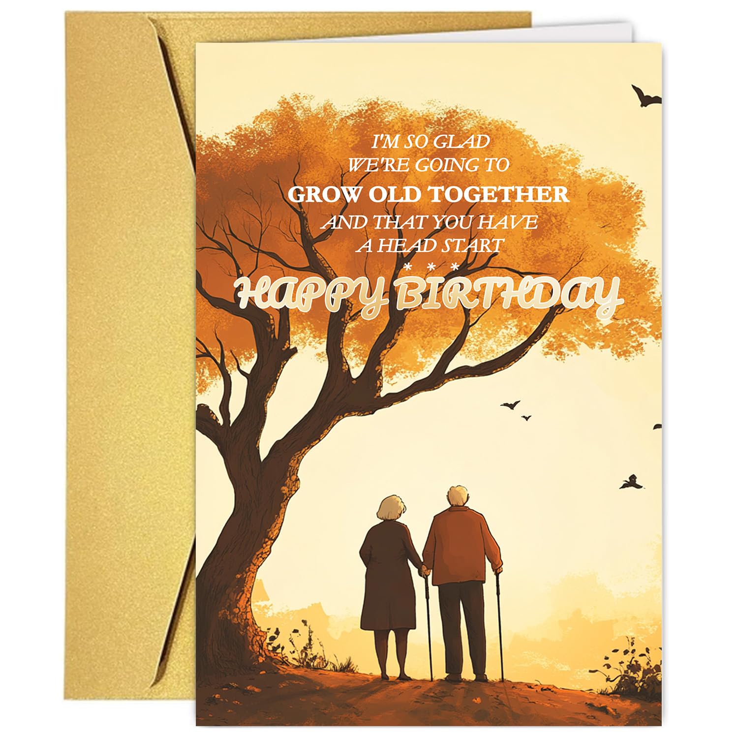 Photo 1 of 2 cards of Lucscapa Birthday Cards for Older Husband Wife, Romantic Birthday Cards for Husband Wife Birthday Gift Cards from Husband Wife - 7.9 x 5.3 Inches (Grow Old Together)