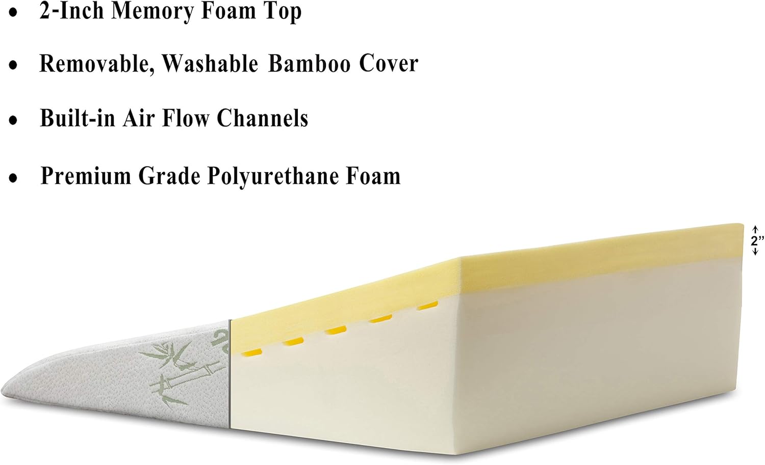 InteVision Foam Bed Wedge Pillow (26" x 25" x 7.5") Headrest Pillow in ONE Package - 2" Memory Foam Top - Removable Bamboo Cover - Helps Relief from Acid Reflux, Post Surgery, Snoring: Health & Personal Care