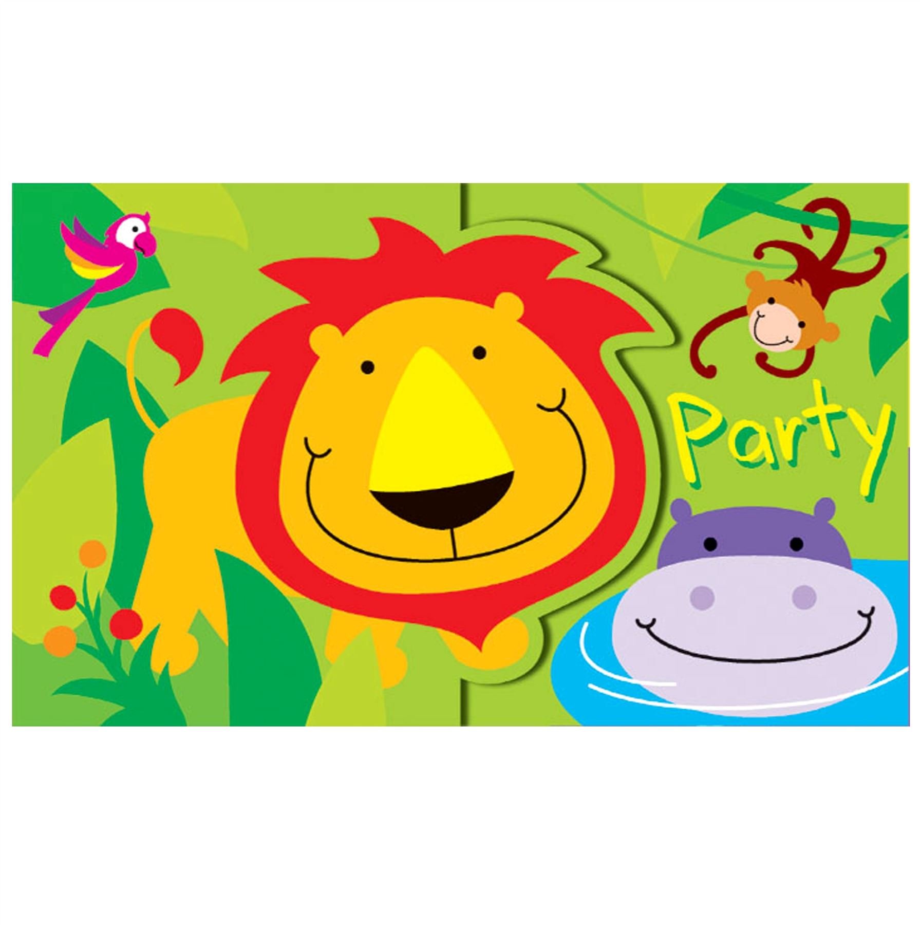 12 Boys Girls Kids Childrens Birthday Party Invitations Card with Envelopes- Jungle Theme Zoo by Concept4u
