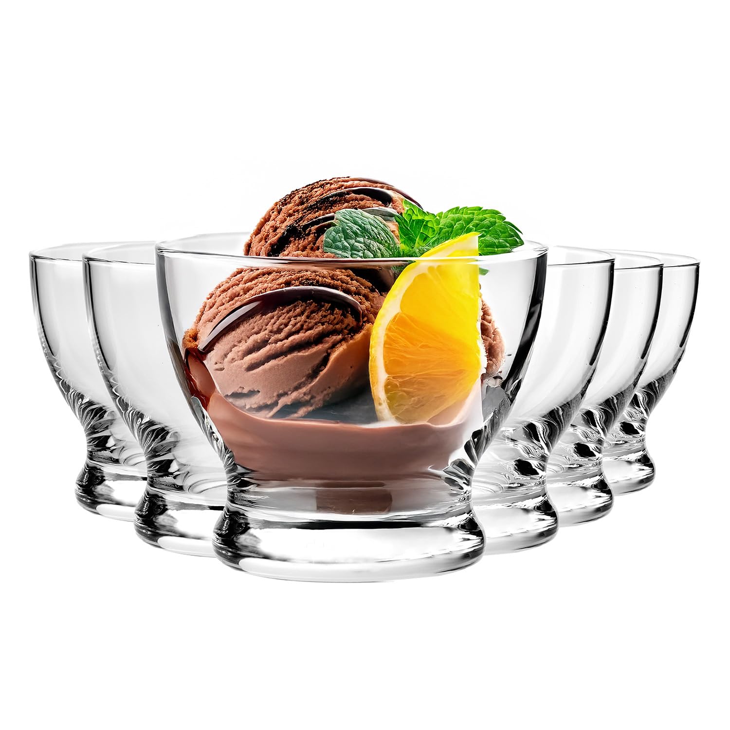 Krosno Pure Dessert Bowls 290 ml Set of 6, Lead-Free Crystal Glass Ice Cream Bowls, Small Serving Bowls for Fruit Jelly Snacks, Durable Glassware, Dishwasher Microwave Safe