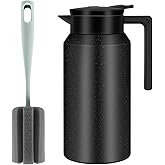 ShineMe Thermal Coffee Carafe, 40oz(1.2L) Stainless Steel Coffee Carafe for Keeping Hot Liquids, Travel Size Insulated Thermal Carafes for Coffee, Tea, Water, Beverage Dispenser(Black)