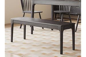 MU RONG Dining Bench, Wood Bench Solid Oak Wooden Bench Indoor Dining Room Table Home Bedroom Bed End Restaurant Modern Hallway Furniture (Black, 31.5" W x 13.8" D x 17.7" H)