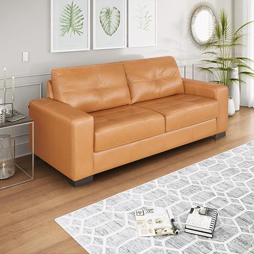 Pure Furniture Haero 79-Inch Mid-Century Modern Leather Sofa