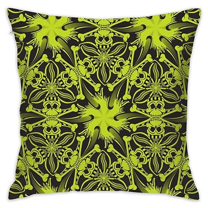 Amazon Com Pirate Skull Geometric Pattern Black And Lime Green