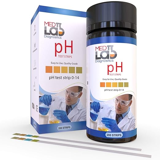 Med Lab Diagnostics pH Test Strips 0 to 14 (200 ct) for Urine Saliva
