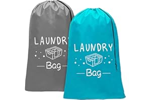 Sylfairy 2 Pack Extra Large Travel Laundry Bag, 24" x 36" Durable Rip-Stop Dirty Clothes Shoulder Bag with Drawstring, Wash M