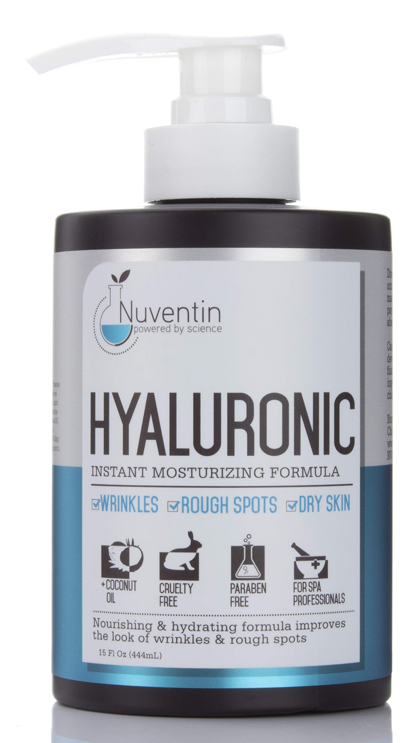 Nuventin Hyaluronic Acid Cream Face & Body Dry Skin Rescue Lotion W/Coconut Oil & Shea Butter, Anti Aging Skin Care Moisturizer Reduces Appearance Of Wrinkles, Fine Lines, & Sagging Skin, 15 Fl Oz