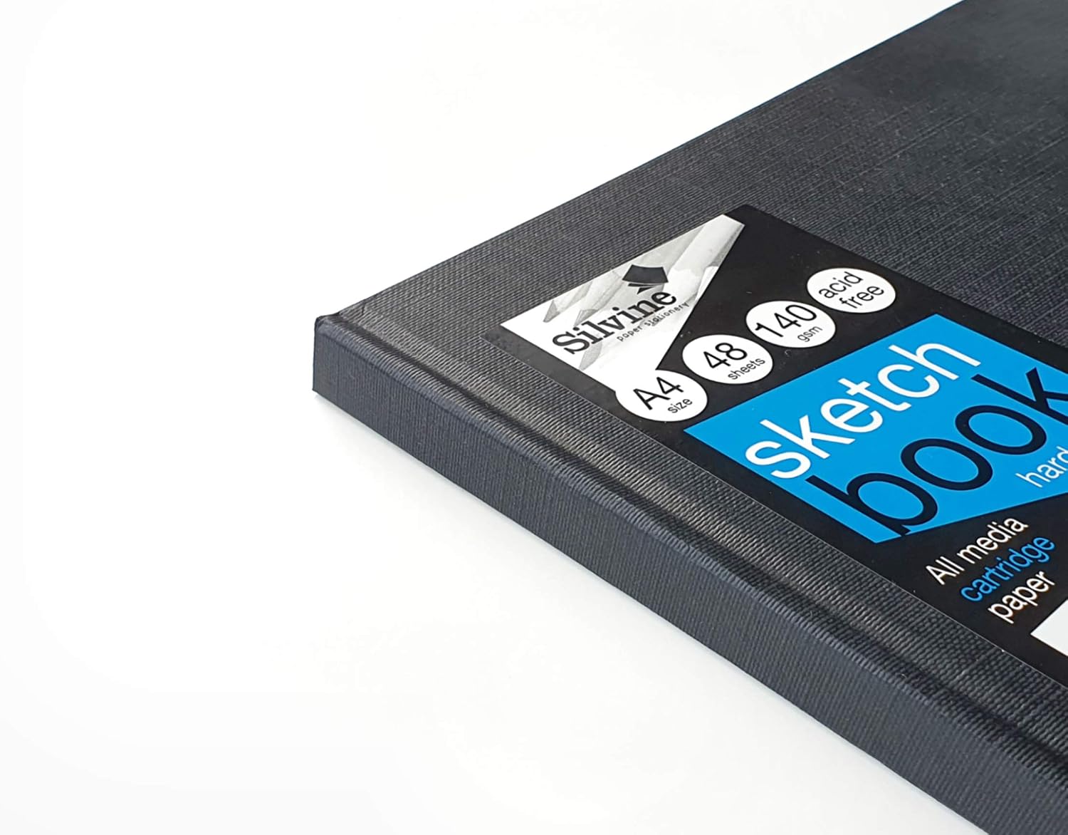 Silvine A4 Portrait Casebound Sketchbook - 96 Pages (48 Sheets) 140gsm Textured White Cartridge Paper - Image 3