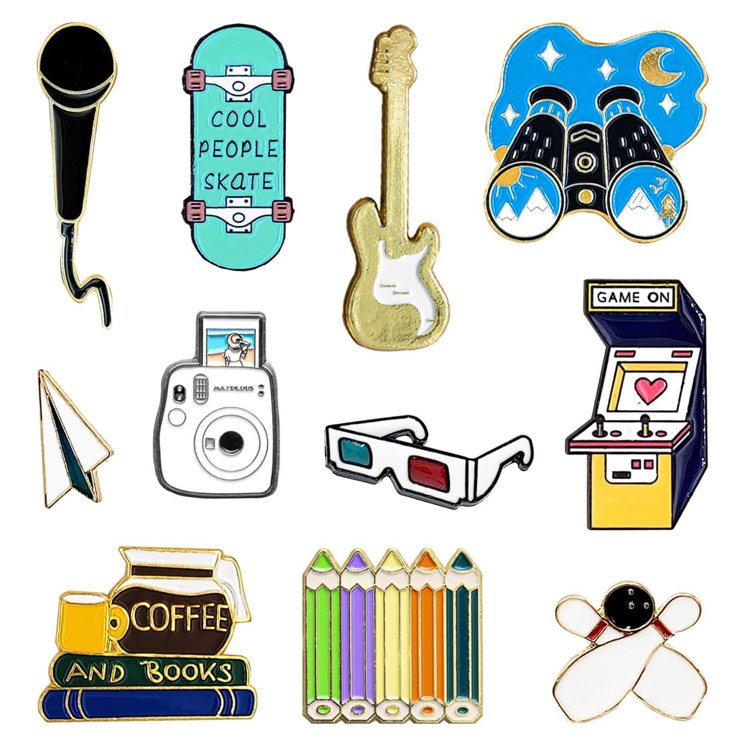 11 Pieces Enamel Pin Badges Brooch Pins Badges Metal Badge Pins Fashional Accessory for Women Teenager Suitable for Clothing Bags Jackets DIY Crafts (Have Fun)