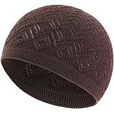 Cayukom 3PCS Men Islamic Prayer Cap Muslim Breathable Skull Cap, Kufi Hats Muslim Prayer Islamic Cap & Handicraft Taqiyah