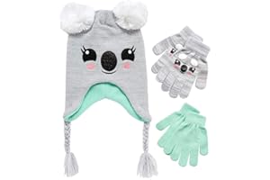 ABG Accessories Girls Critter Winter Hat and 2 Pair Gloves or Mittens (Toddler/Little Girls)