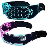 GLITCHCORE light up glasses 7 Colors and 4 Modes Led Visor Cyberpunk glow in the dark glasses Cosplay Party Bar
