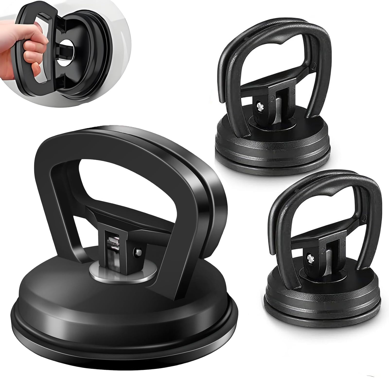 Photo 1 of Car Dent Puller,3 PCS Powerful Suction Cup Dent Puller Dent Remover Tool Car Dent Removal Kit and Dent Repair Kit for Cars Body,Glass,Screen,Tiles Lifting (1 Large Black+2 Small Black)