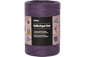 Seebery Raffia Ribbon Yarn for Crafts - Raffia Grass Twine for Gift Wrapping, DIY Decoration, Blinds & More | Matte String Paper Rope - 1/4'' Wide, 109 Yards, Purple
