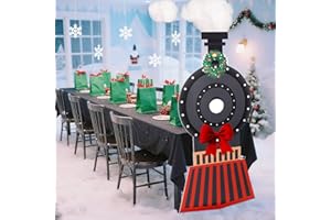 Oudain 2 Set Christmas Express Decoration Steam Table Decoration with Black Tablecloth Vehicle Trip Cardboard Cutout for Xmas Railroad Birthday Party School Classroom Decor