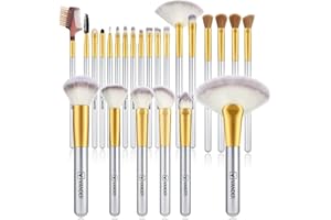 VANDER Makeup Brushes, 24pcs Premium Synthetic Makeup Brush Set for Foundation, Professional Eyeshadow, Eyeliner, Concealer Make up Brush Kit (Without Makeup Bag) Champagne