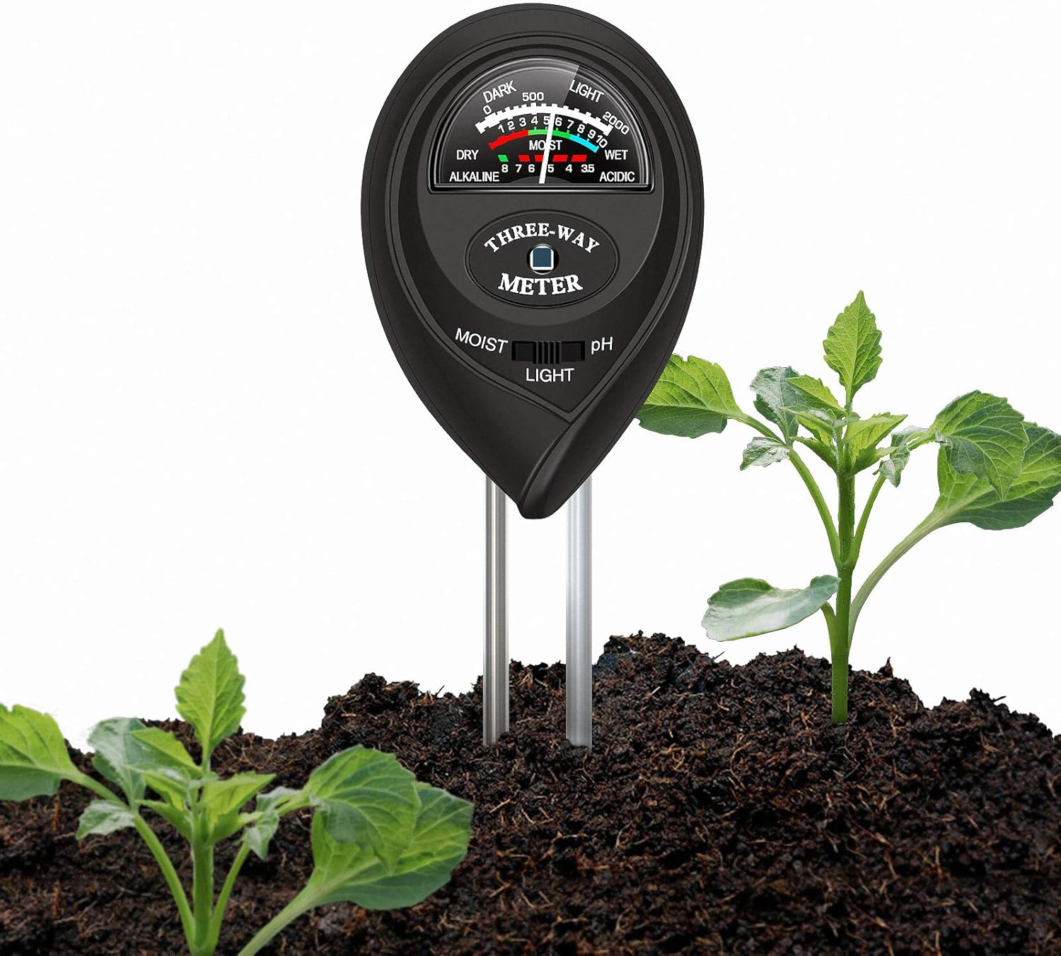 MoonCity Soil pH Meter, 3-in-1 Soil Test Kits with Moisture,Light and PH Tester Plant Water Meter for Garden, Farm, Lawn, Indoor & Outdoor (No Battery Needed)