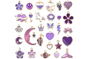 KFBLAIMING Charms for Jewelry Making - 30 Pcs DIY Mulicolor Pendants for Earrings Bracelets Necklaces Supplies Mixed Enamel Beads for Jewelry Making Earrings Decorations for Crafting Finding