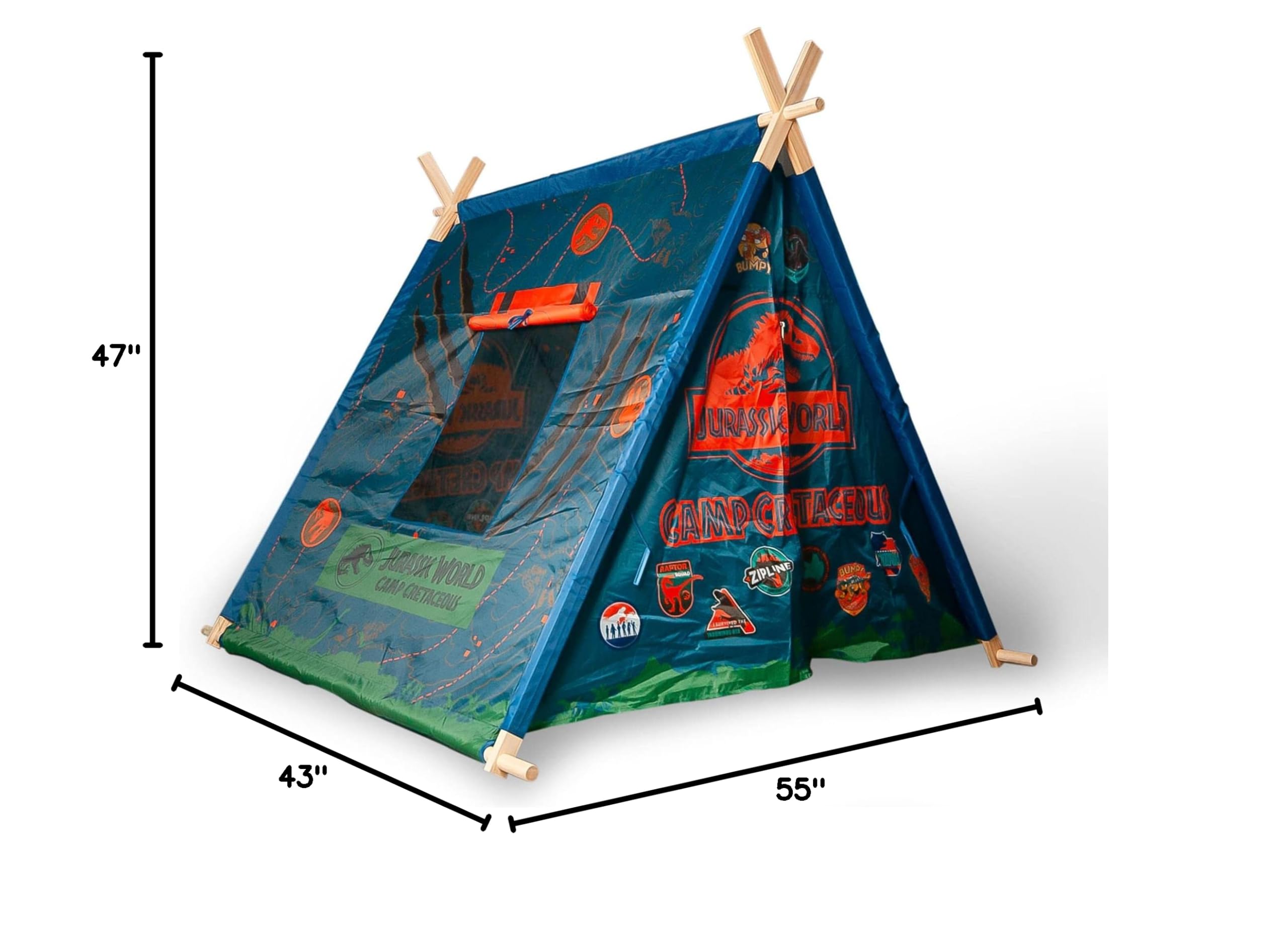 Ukonic Jurassic World: Camp Cretaceous Indoor Teepee Tent | Pop-Up Canopy Tents & Shelters, Fort Playhouse for Kids, Indoor Reading Nook | Dinosaur Toys & Games, Gifts and Collectibles | 5 x 4 Feet
