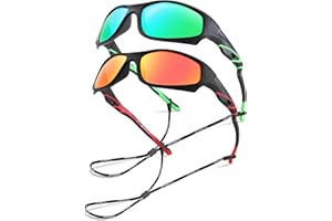 GLARDEFE Kids Youth Baseball Sunglasses – Unbreakable Flexible Polarized Sports Sunglasses with Strap for Boys Girls Age 4-12