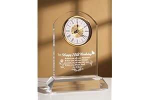DEEWISH 70th Birthday Gift Quartz Desk Clock – Elegant Home Blessing Decoration for Parents, Grandparents, Friends, Mom, Dad, Happy 70 Years Birthday Decoration for Women Men