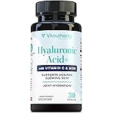 Hyaluronic Acid Capsules with MSM & Vitamin C | 120mg Sodium Hyaluronate | Skin Hydration, Elasticity & Collagen Support | Vegan, Non-GMO, Antioxidant Beauty Supplement 30 Servings