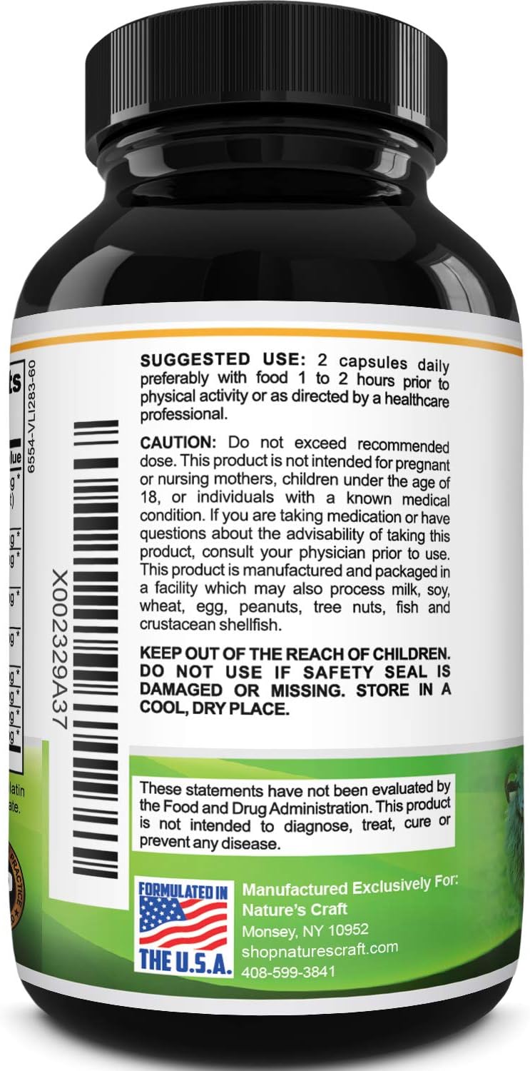 Horny Goat Weed Herbal Complex Extract for Men and Women – Performance Maca Root Tongkat Ali Powder – Testosterone Booster 1000mg Pure Dosage Capsules – Energy Stamina Ginseng by Natures Craft: Health & Personal Care