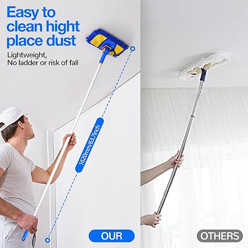 Wall Cleaner Mop,73Wall Mop Cleaner With Long Handle,Ceiling Dust Mop With 15° Bent Labor-Saving Elbow Extension Pole For Cleaning Walls Window Ceiling Floor Car High Cabinet - View #5
